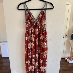 Xhilaration Rust Floral Maxi Dress (Medium)
